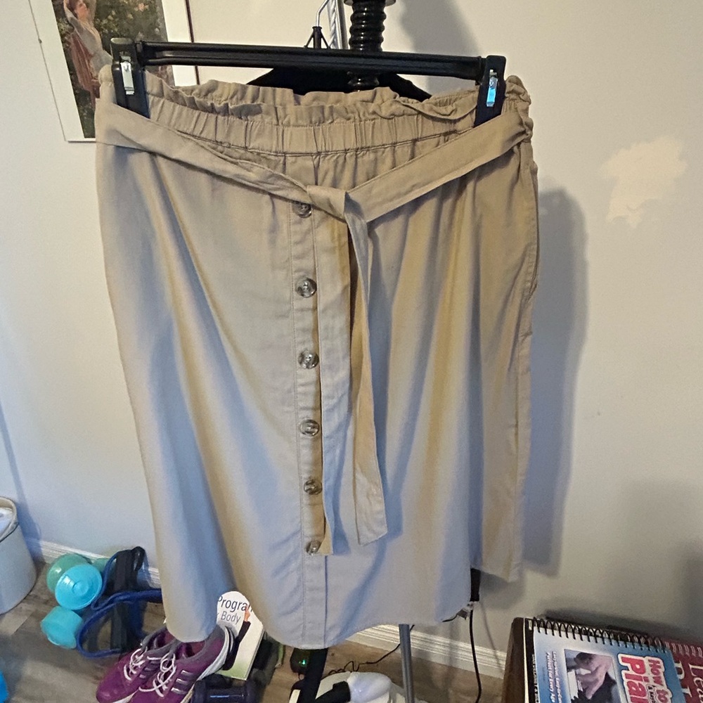 Joe Fresh Beige A-Line Button Front Skirt